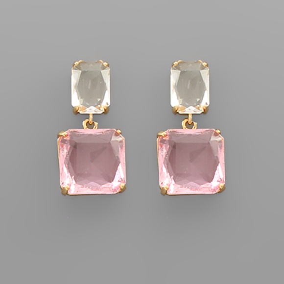 Rectangle & Square Glass Earrings - Picture 2 of 3